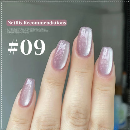 MIANEL 12ML Glass Bead Cat Eye Gel Nail Polish Flash White Spar Nude Color Magnetic Nail Polish White Nails Summer Nails 1-12pcs