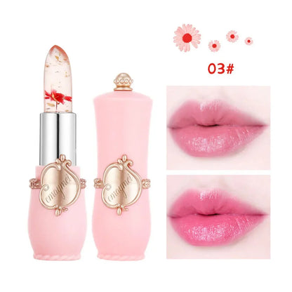 6pcs Make Up Lipstick Set Dry Flower Jelly Crystal Clear Long Lasting Moisturizing Lips Color Change Pink Lip Gloss Cosmetics