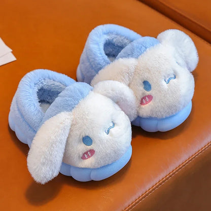 Cartoon Pikachu Figures Cotton Slippers Cover Heel Anime Peripheral Cute Flat Autumn/Winter Warm Plush Slippers Christmas Gifts