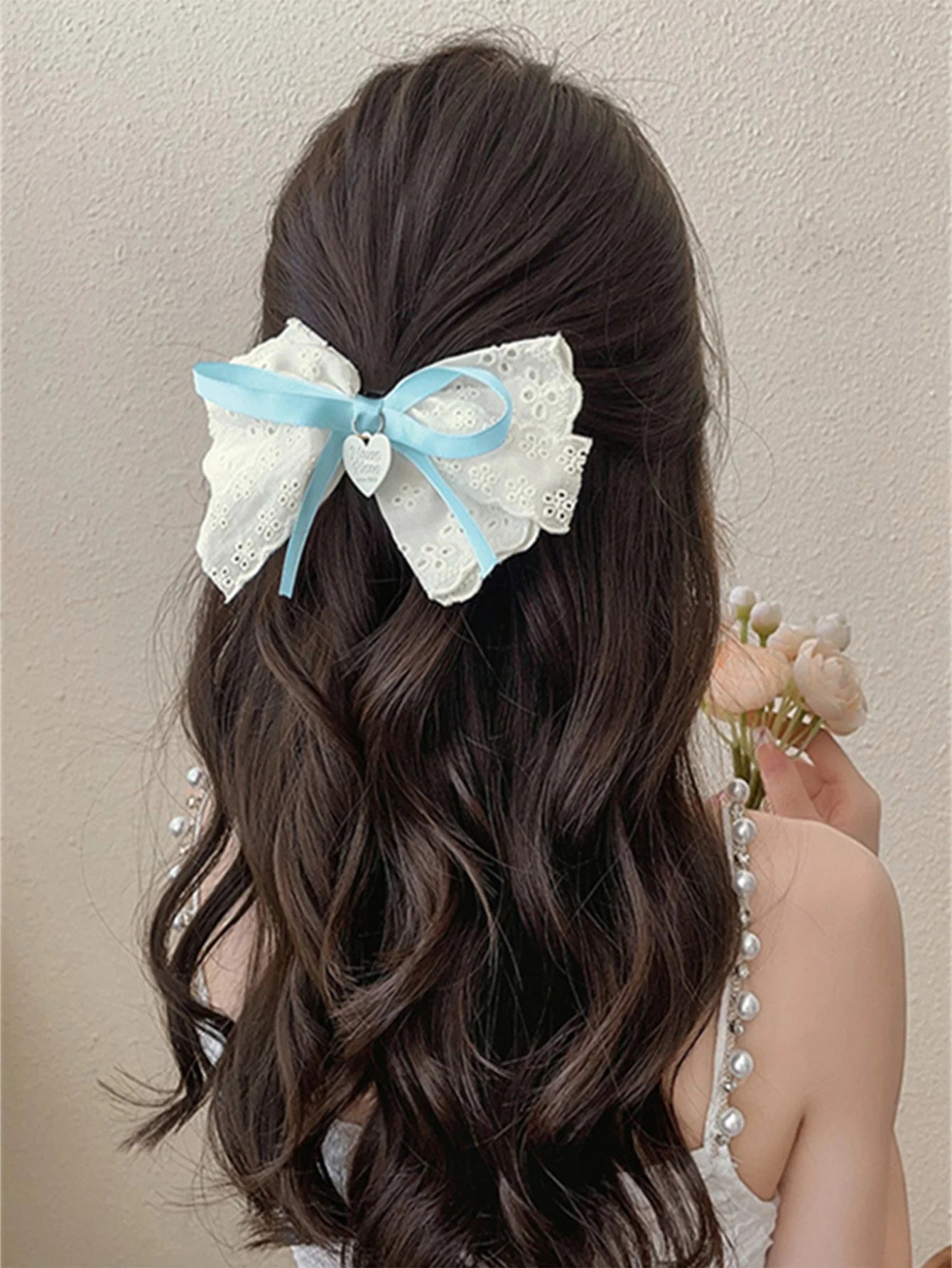 Embroidered Lace Hair Bow.