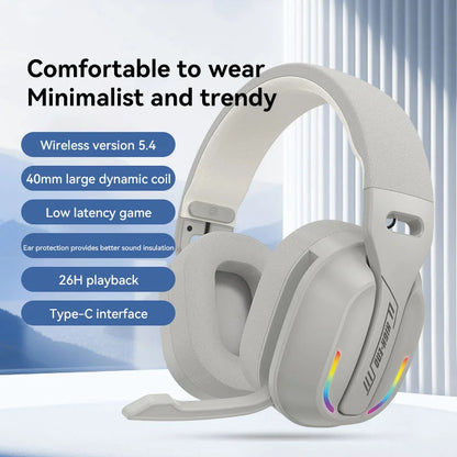 B500 RGB Bluetooth 5.4 Wireless Gaming Headset (Low Latency)