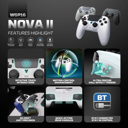 FANTECH NOVA II WGP16 Wireless Gamepad Gyro Sensor Hall Joystick and Effect Trigger for PS4 NS2 Wired Controller Gamer