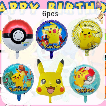 Pink Pokemon Birthday Party Decoration Pikachu Disposable Tableware Plate Tablecloth Balloons Baby Shower Kids Party Supplies