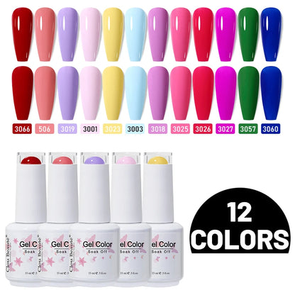 Clou Beaute 10/12/20/24pcs Gel Nail Polish Set Color 15ml White Glass Bottle Nail Art Kit Semi Permanent Gellack Nail Varnish