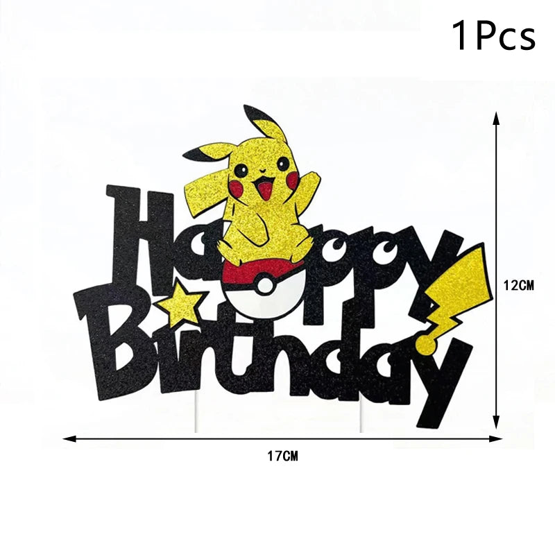 Pokemon Cake Topper Anime Figure Pikachu Party Happy Birthday Pokemon Cake Decoration Supplies Kids Gift