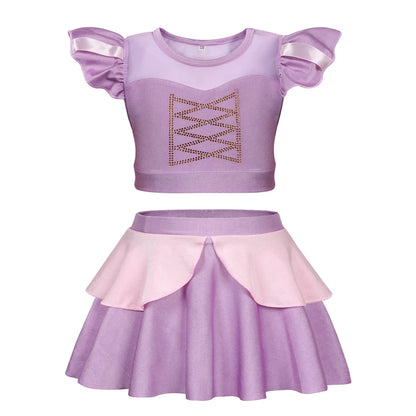 Girls Princess Swimsuit Cinderella Elsa Belle Rapunzel Cosplay Beachwear Kids Summer Fashion 2 Pcs Swimsuit Sets 2-9Yrs