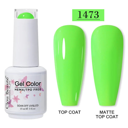 Clou Beaute 15ml Red Color Gel Polish Vernis Semi Permanent UV Varnish Gel Nail Polish Hema TPO Free Nails Art Manicure TOP BASE