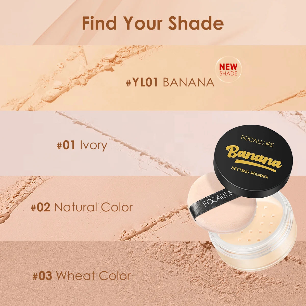 Focallure Face Loose Powder 3 Colors Ultra-Light Perfect Finishing Makeup Powder Waterproof Translucent Setting Powder Cosmetic