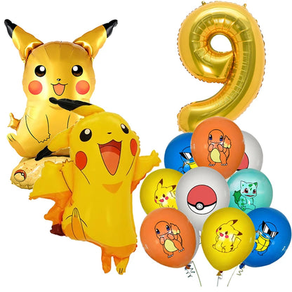 New pokemon birthday party pikachu decoration Balloon Disposable Tableware Tablecloth Straws Cup Plates Baby Shower Supplies Toy