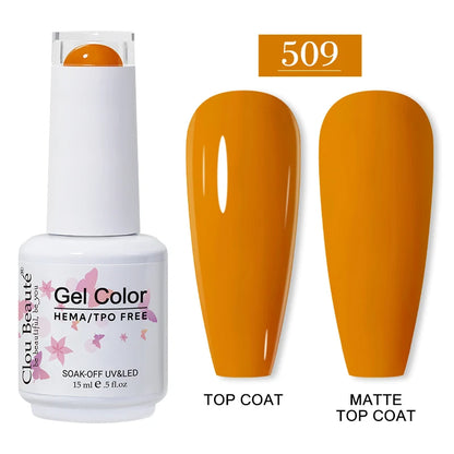 Clou Beaute 15ml Red Color Gel Polish Vernis Semi Permanent UV Varnish Gel Nail Polish Hema TPO Free Nails Art Manicure TOP BASE