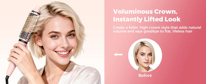 Thermal Brush 1.5 inch Dual PTC Heated Curling Styler 6 Temps with Negative Ions & Ceramic for Volumizing Straightener Curling