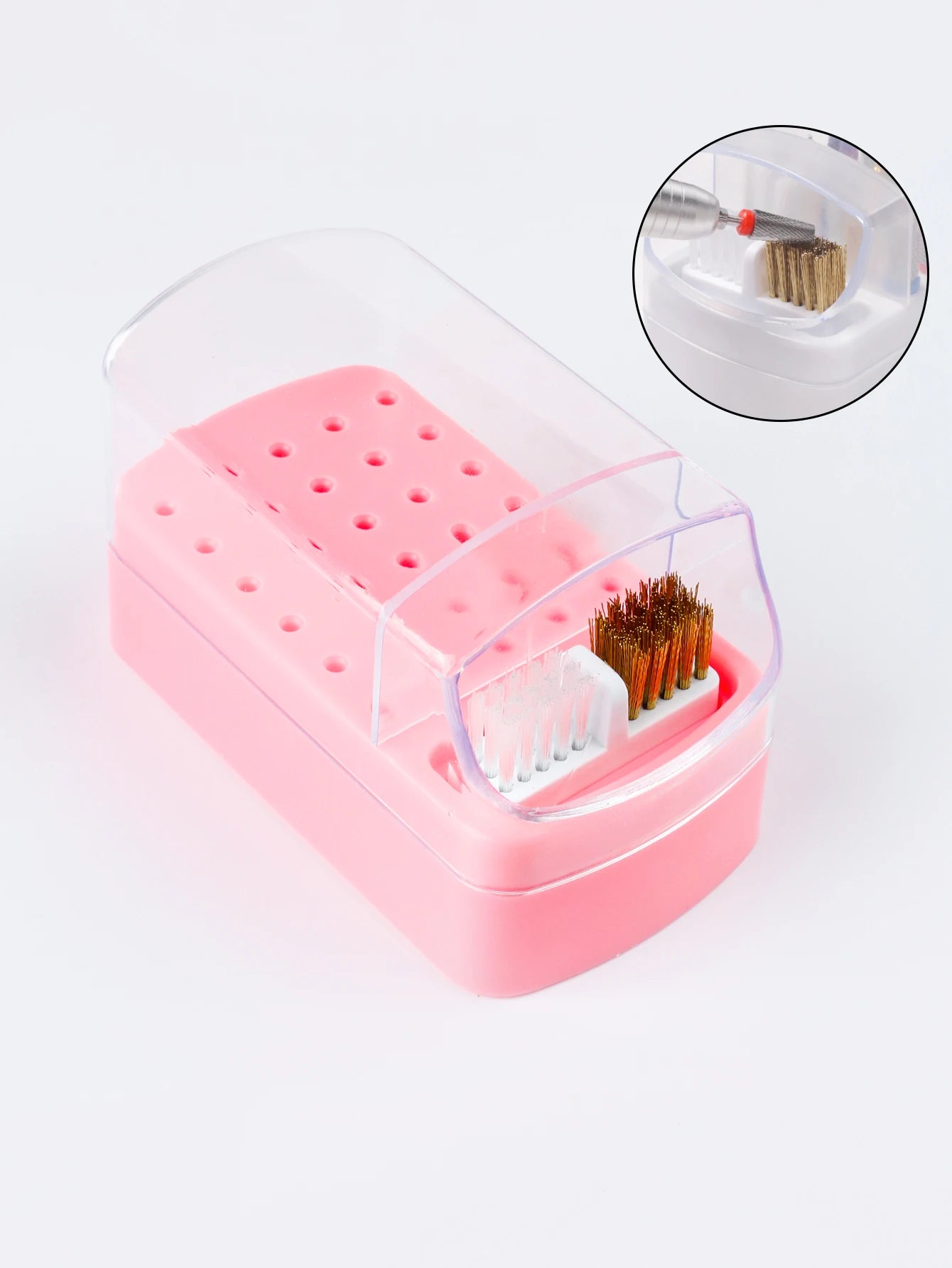 30 holes sanding head storage box with cleaning brush empty box anti-dust split tungsten steel ceramic nail tools