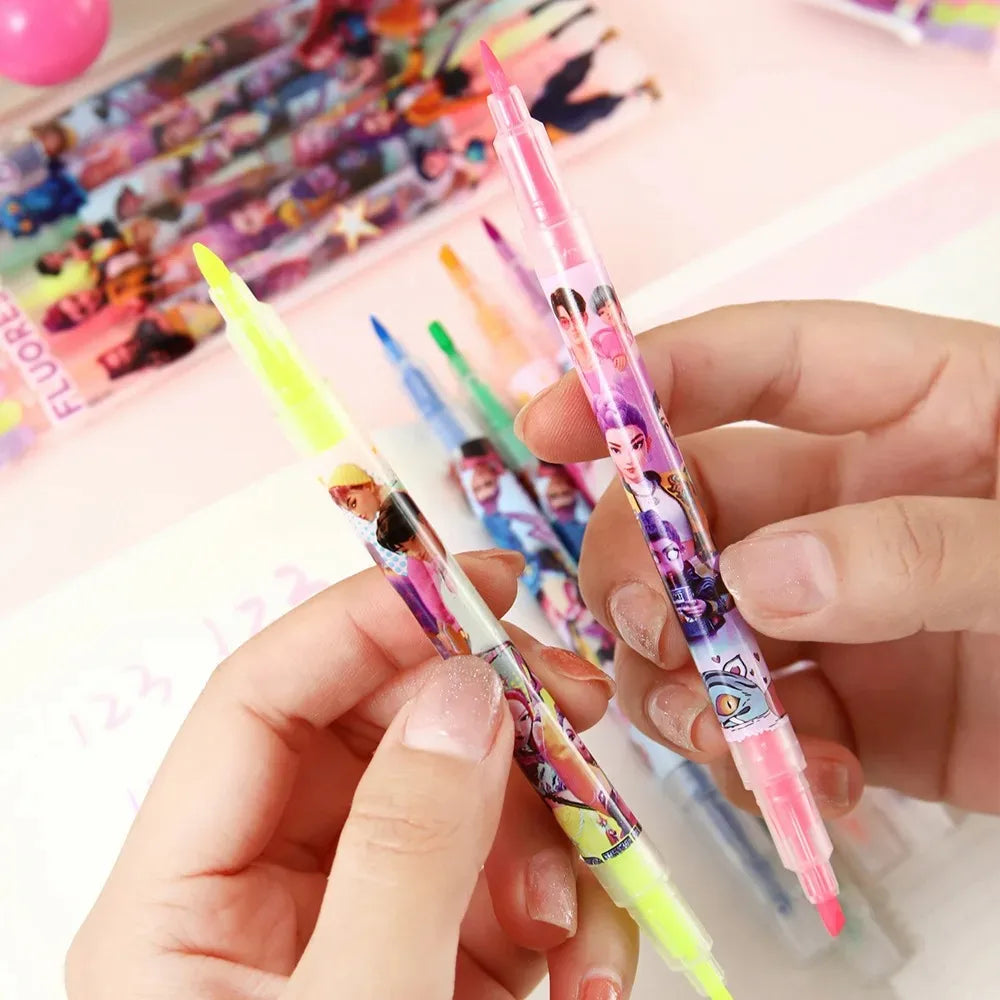 2026 Hot Anime Girls Group Stationery Set Ruler Triangle Protractor Stationery Gift Set for Students School Supplies