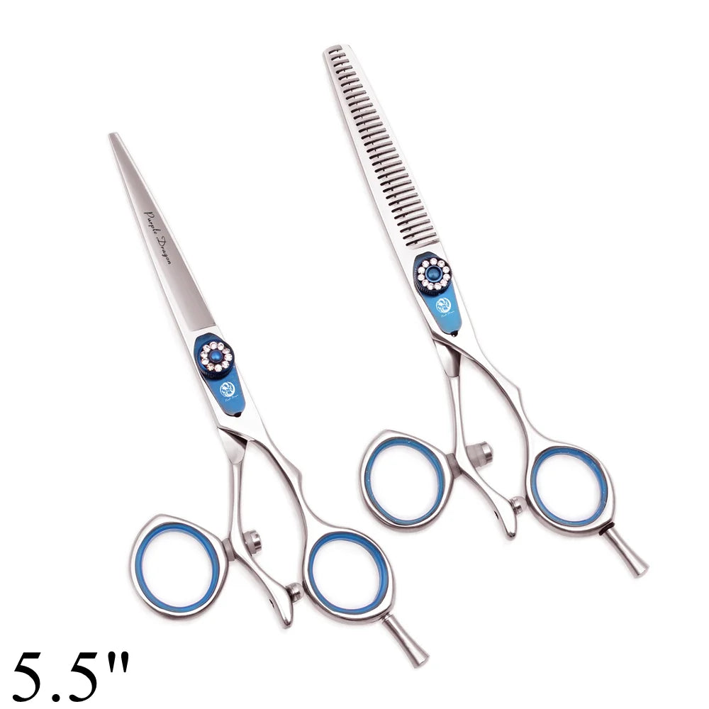 Professional Hairdressing Scissors 5.5" 6" Purple Dragon JP 440C Swivel Thumb Hair Cutting Scissors Barber Thinning Shears Z9019