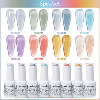 Arte Clavo 8Pcs/Set Gel Nail Polish Set 15ml Colorful Semi Permanent For Manicure Varnish Soak Off UV LED Nail Art Gel Kits