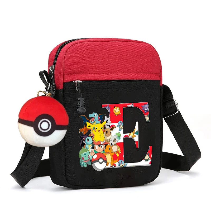 Cute Pokemons Letter A-Z Chest Packs Anime Pikachus Boy Girl Daily Travel Phone Pouch Shoulder Bag Outdoor Sport Crossbody