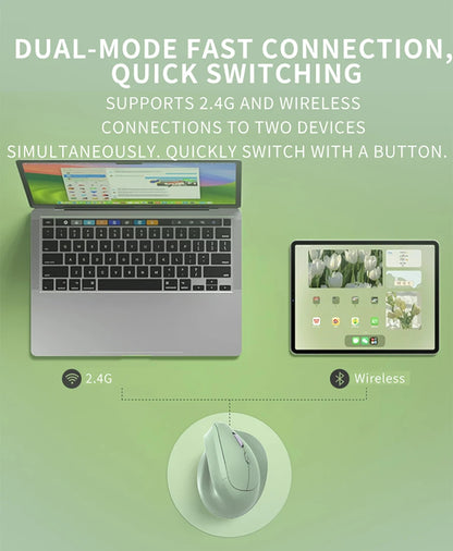 Ergonomic Bluetooth5.0&2.4G Wireless Vertical Mouse with Silent Button,Rechargeable 1600DPI Optical Mice for PC/Laptop/Desktop