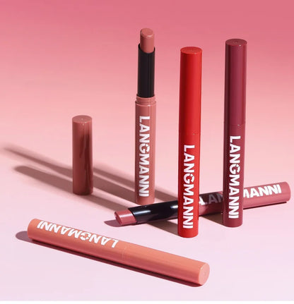 12 Color Matte Lipstick Pencil Waterproof Long Lasting Non-Stick Cup Lip Stain Tint Cosmetic Nude Lipstick Pen Makeup Maquillage