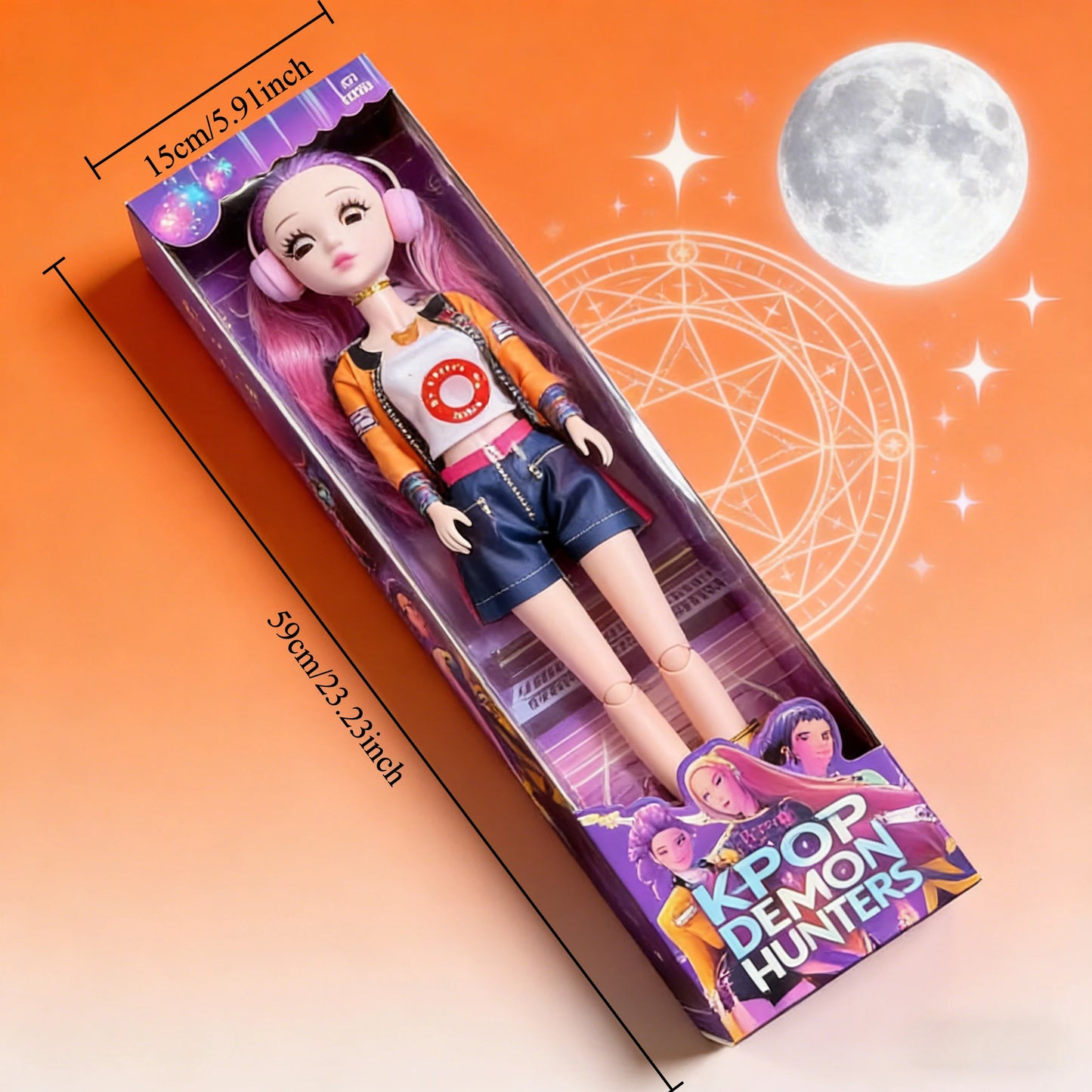 60cm Large Musical Plastic Kpop  Dolls | Posable Moving Eyes Rumi Mira Zoey Princess DIY Birthday Gifts