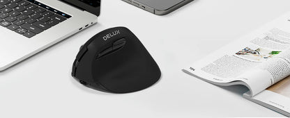 Delux M618 Mini Ergonomic Mouse Gaming Wireless Vertical Mouse Bluetooth 2.4GHz Rechargeable 4000dpi Silent Mice for Office