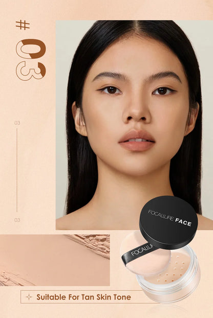 Focallure Face Loose Powder 3 Colors Ultra-Light Perfect Finishing Makeup Powder Waterproof Translucent Setting Powder Cosmetic