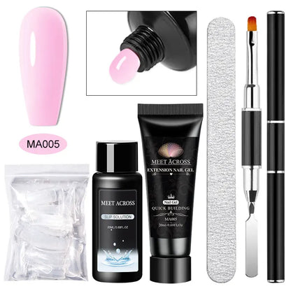 5pc Poly Extension Nail Gel Set Clear White Nude Pink Nail Art Building Varnish for Lenthening Nails Design UV/LED Lamp Needed