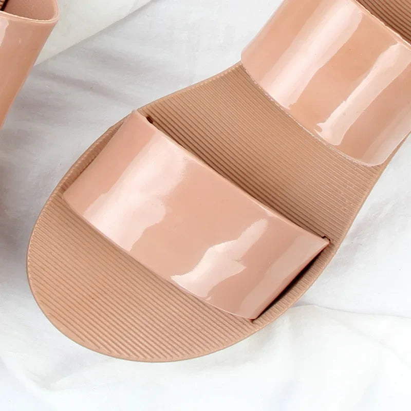 Korean Style Summer Roma Sandals With Thick Bottom And Soft Sole Simple Mom Shoes Jelly Beach Slippers Casual Women's Shoes