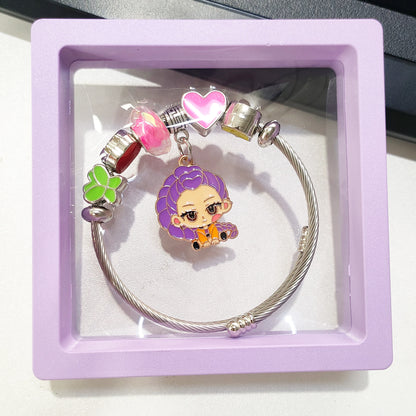Hot 4Pcs Cartoon Anime Bracelet Set, High-Value Exquisite Bangles Ideal Children's Day Gift for Boys Girls Kids