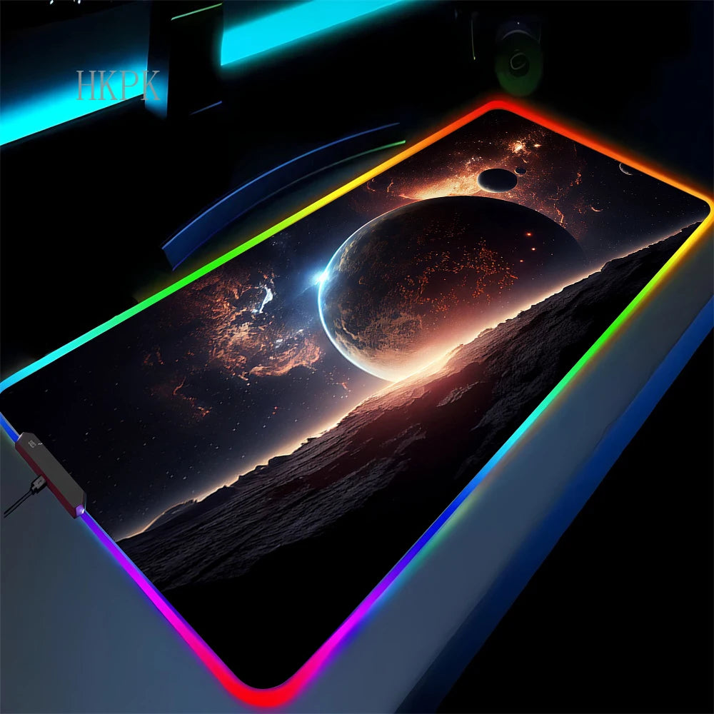 RGB Galaxy Milky Way Mouse Pad XXL 90X40 Carpet PC Gamer Computer Keyboard Desk Mat Anti-slip Mousepad Gaming Led Backlight Mats