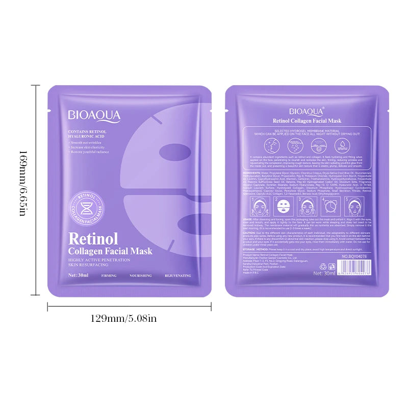 BIOAQUA Retinol & Collagen Anti-Wrinkle Mask Set: 5-Piece Rejuvenating Treatment
