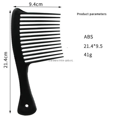 5PCS Black Large Wide Tooth Comb with Hook Handle Hair Loss Reduction Detangling Styling Brush for Salon Dyeing Haircare Tools