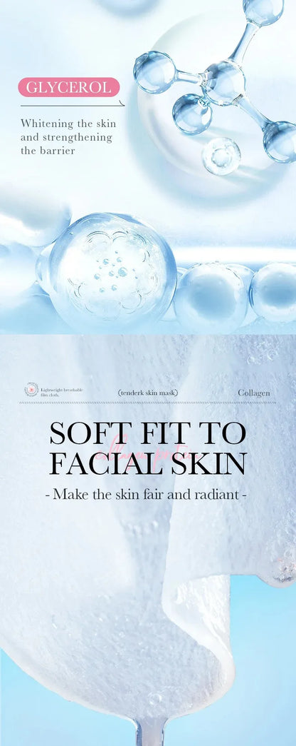 Sadoer Sakura Face Mask Facial Skincare Moisturizing Brightening Hydrating Firming Collagen Facial Masks Face Sheet Mask
