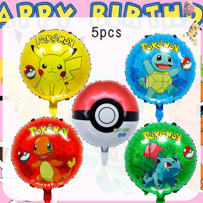 Pink Pokemon Birthday Party Decoration Pikachu Disposable Tableware Plate Tablecloth Balloons Baby Shower Kids Party Supplies