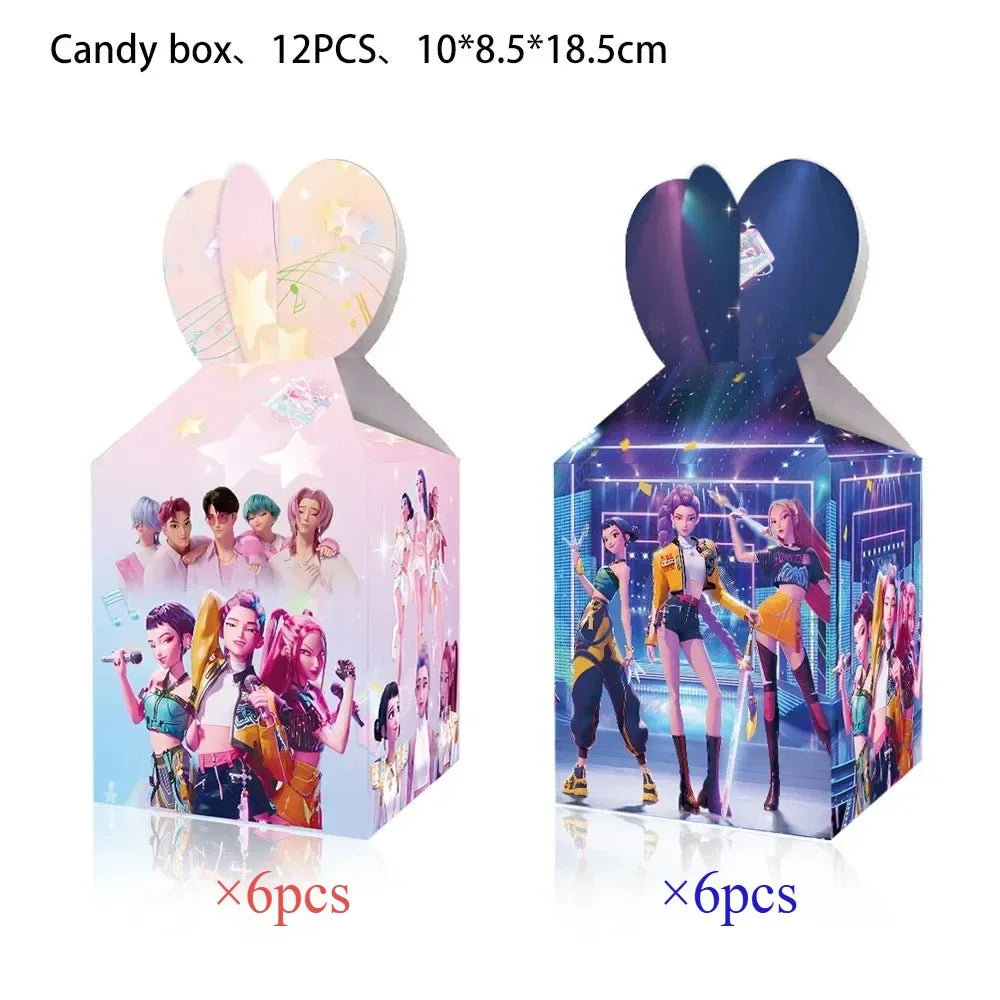 K-Pop Hunters "Idol Snack" Party Set: Candy Boxes, Popcorn Buckets & Food Trays