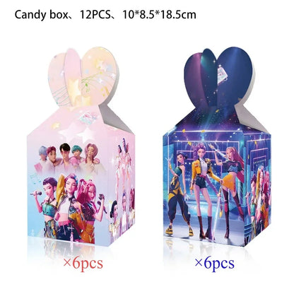 K-Pop Hunters "Idol Snack" Party Set: Candy Boxes, Popcorn Buckets & Food Trays
