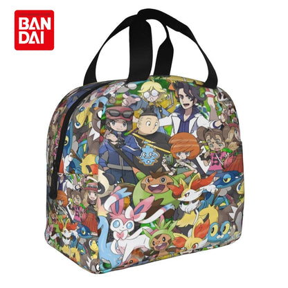 Bandai Japan Anime Pokemon Lunch Bag for School Kids Office Pikachu Sac Lunch Portable Thermal Cooler Lunch Box Handbag Gift