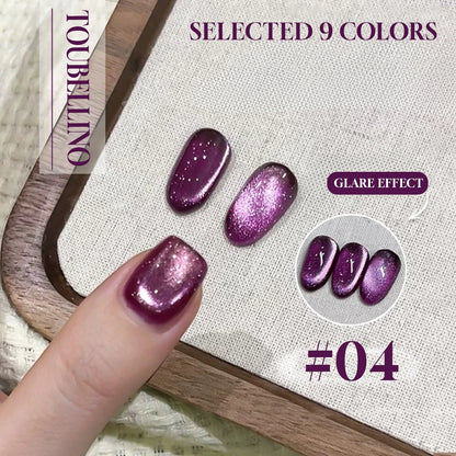 MIANEL 12ML Glass Bead Cat Eye Gel Nail Polish Flash White Spar Nude Color Magnetic Nail Polish White Nails Summer Nails 1-12pcs