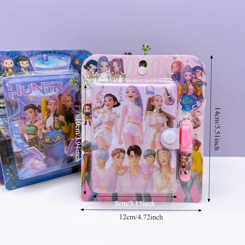 4PCS Girls Group Mini Notebook Set Cute Student Stationery Prize Travel Pocket Notebook with Ballpoint Pen School Supplies