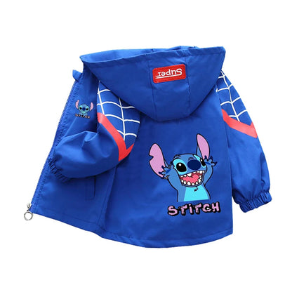 Boys Spiderman Hooded Jackets 1-10 Years Girls Spring Autumn Stitch Print Sports Coats Children Cartoon Outerwear Kids Clothes