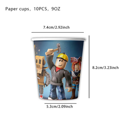 Roblox Boy Kids Set Birthday Party Decorations Tableware Tablecloth Cup Plate Napkin Bags Baby Shower Roblox Party Favor Kits