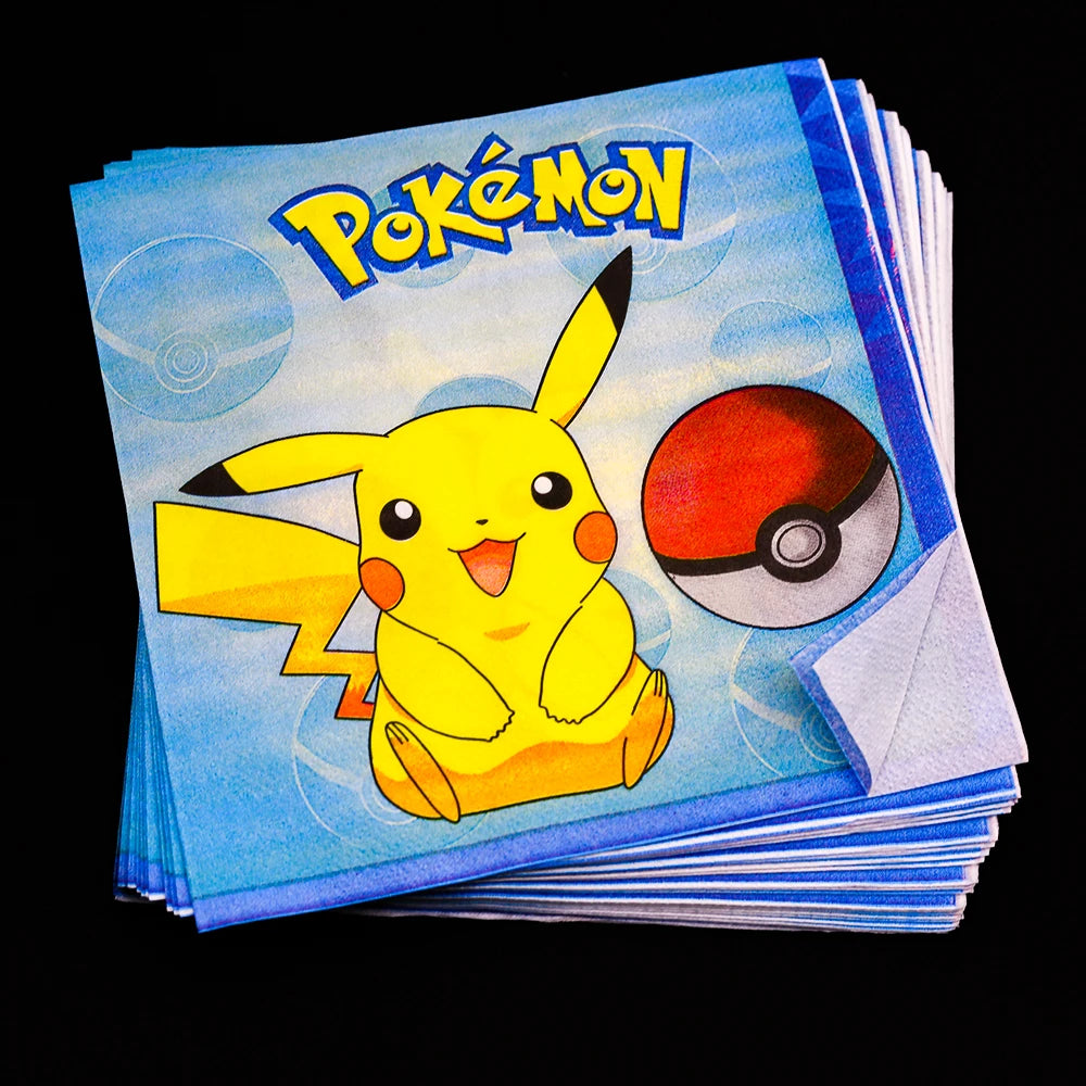 New pokemon birthday party pikachu decoration Balloon Disposable Tableware Tablecloth Straws Cup Plates Baby Shower Supplies Toy