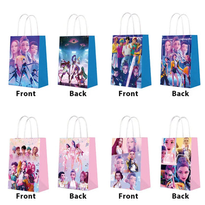 12 PCS Cute Cartoon k-pop Paper Gift Bags with Handles, Sealable Holiday & Party Bags for Candy & Small Gifts  Bullet Points