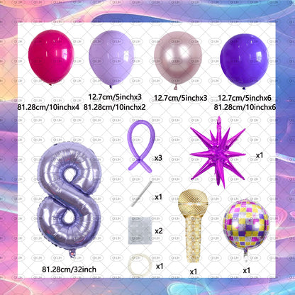 34pcs K-pop music girl group idol hunter theme disco rock party balloon set birthday party music festival concert decoration