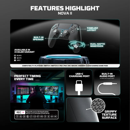 FANTECH NOVA II WGP16 Wireless Gamepad Gyro Sensor Hall Joystick and Effect Trigger for PS4 NS2 Wired Controller Gamer
