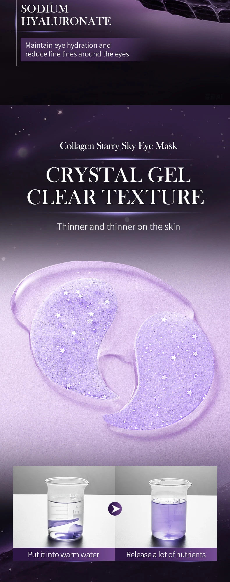 SADOER Starry Grape Collagen Eye Mask: 60pcs Anti-Dark Circle & Deep Hydration Patches