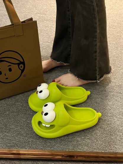 Tongue Kiss Slippers Big Eye Dog Slippers,Cute Funny Big Eye Dog Fun Cartoon Package Head Eva Slippers For Women