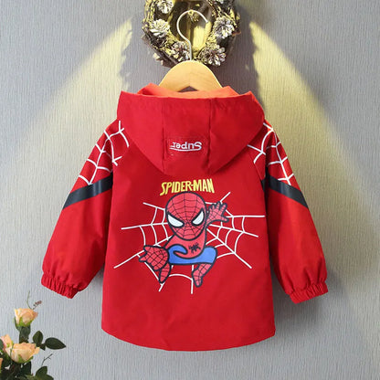 Boys Spiderman Hooded Jackets 1-10 Years Girls Spring Autumn Stitch Print Sports Coats Children Cartoon Outerwear Kids Clothes