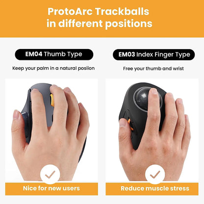 EM04 Ergonomic Trackball Mouse