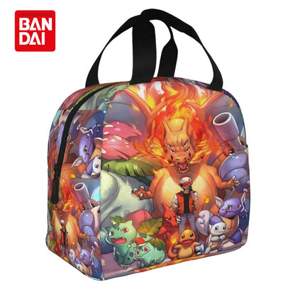 Bandai Japan Anime Pokemon Lunch Bag for School Kids Office Pikachu Sac Lunch Portable Thermal Cooler Lunch Box Handbag Gift