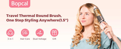 Thermal Brush 1.5 inch Dual PTC Heated Curling Styler 6 Temps with Negative Ions & Ceramic for Volumizing Straightener Curling